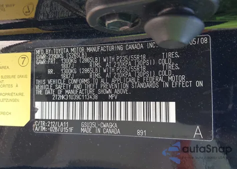 2009 Lexus Rx 350 z USA, uszkodzony, nr VIN 2T2HK31U39C113438